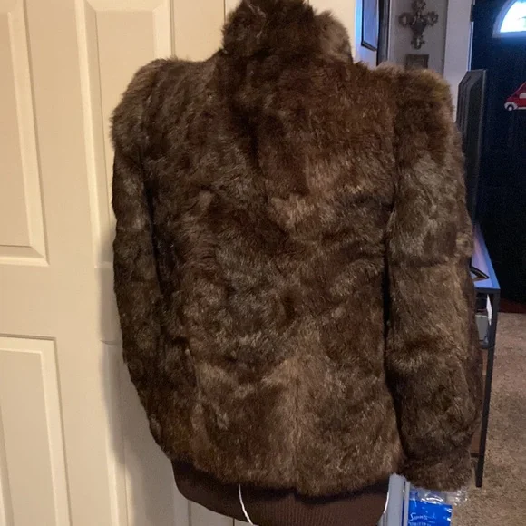 Women's Brown Real Rabbit Fur Jacket - Classic Cozy Coat - Picture 6 of 16